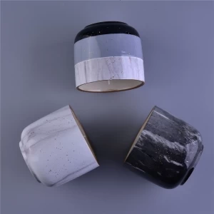 Marble pattern ceramic candle jar for home fragrance