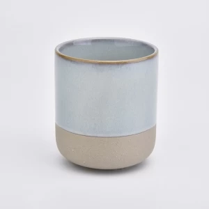 12 oz color glazed ceramic  candle jar