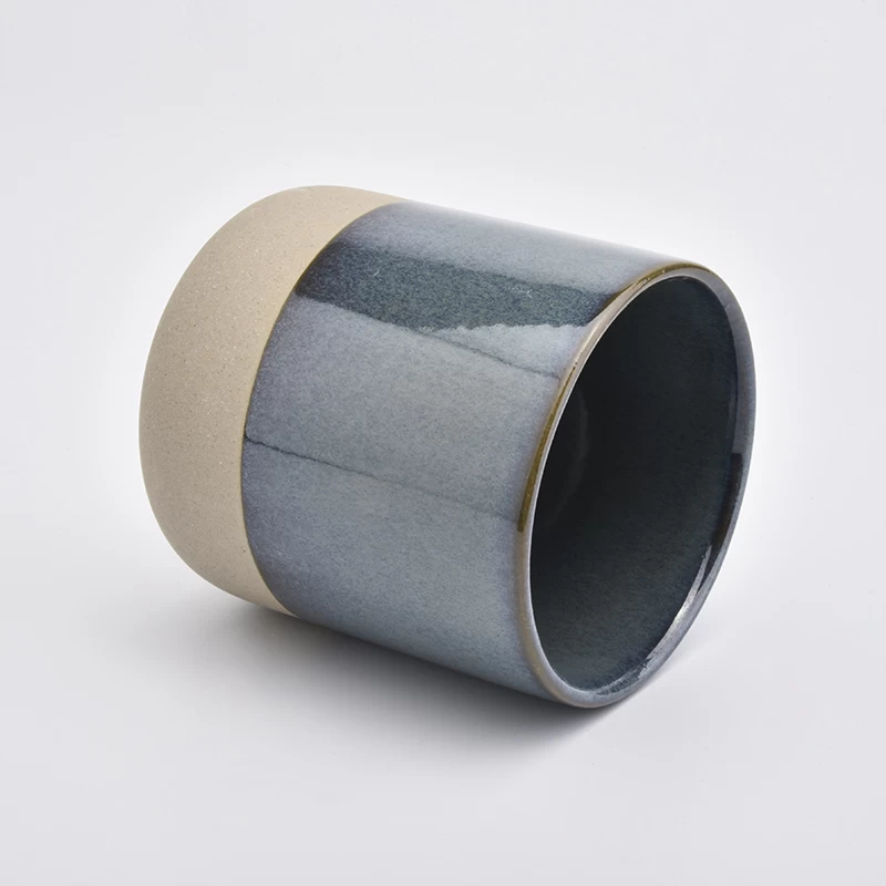 Reactive glazed ceramic candle vessel  