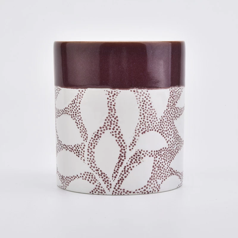 Luxury ceramic candle jar with colorful painting for candle making