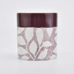 Luxury ceramic candle jar with colorful painting for candle making