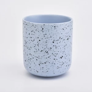 Round shape 12oz blue color ceramic candle holder