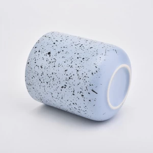 Round shape 12oz blue color ceramic candle holder