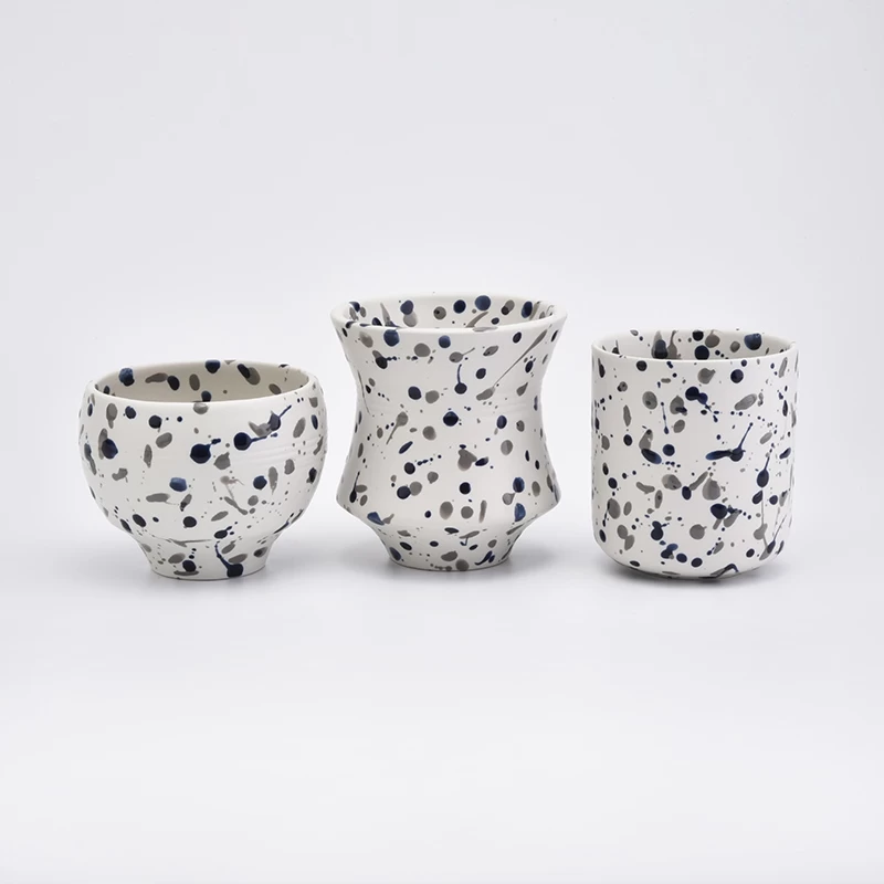 Newly white and black ceramic candle holder  decorative candle vessel