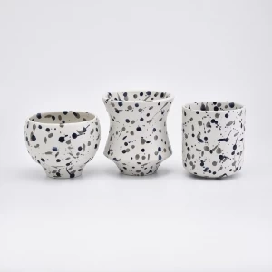 Newly white and black ceramic candle holder  decorative candle vessel