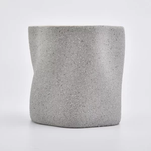 Waved Sandy Grey Ceramic Candle Vessle Home Decoration