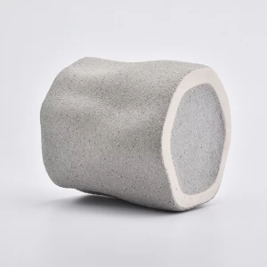 Waved Sandy Grey Ceramic Candle Vessle Home Decoration