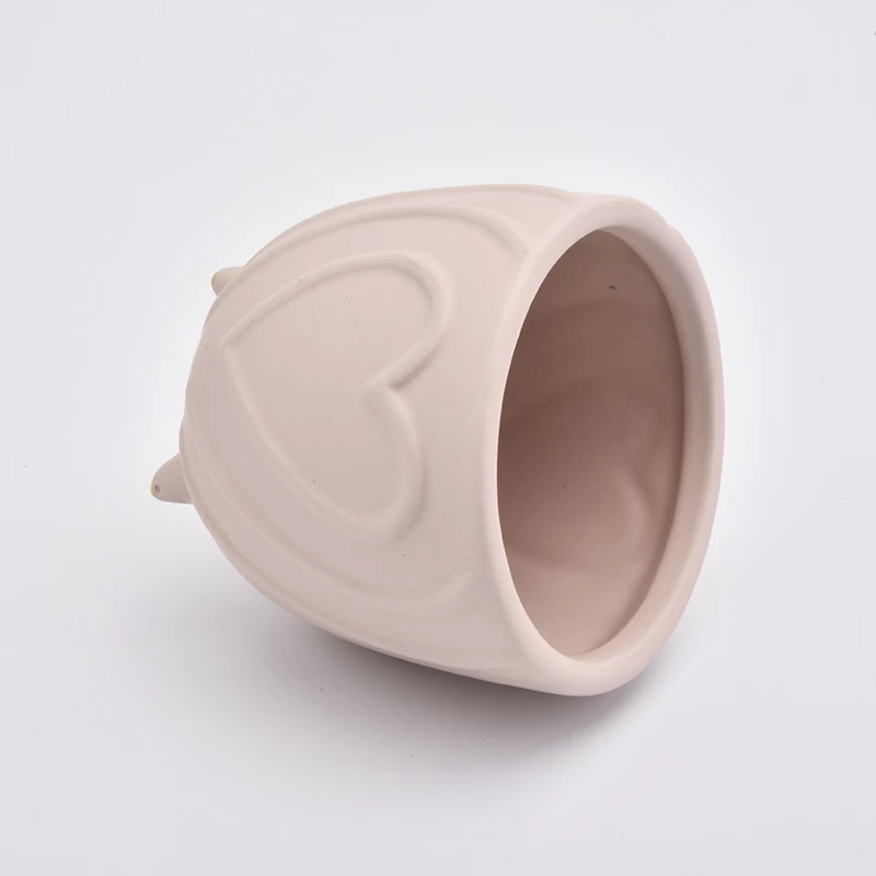 Matte Pink Heart Footed Ceramic Holder Home Decoration