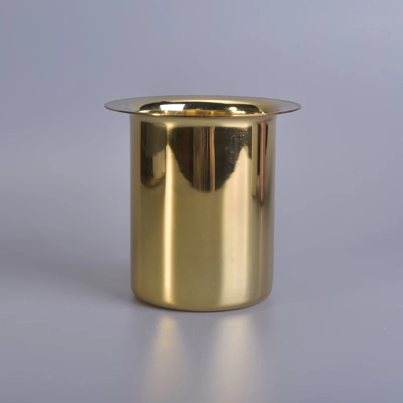 Wholesale Home Decoration Metal Vessels For Gold Plating Stainless Steel Candle Jars Holders