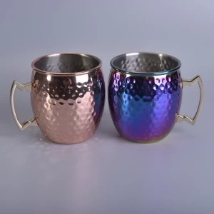 Wholesale luxury rose gold plating metal candle holders with handle