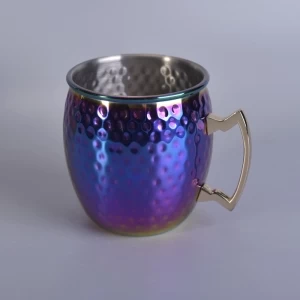 Wholesale luxury rose gold plating metal candle holders with handle