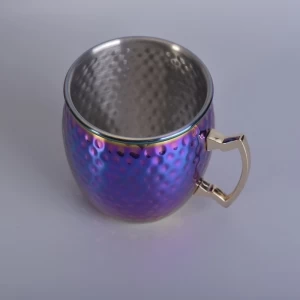 Wholesale luxury rose gold plating metal candle holders with handle