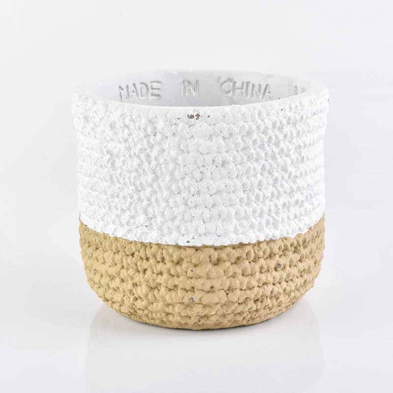 Number of products:Woven bag effect concrete 15oz candle jar home decoration flowerpot yellow