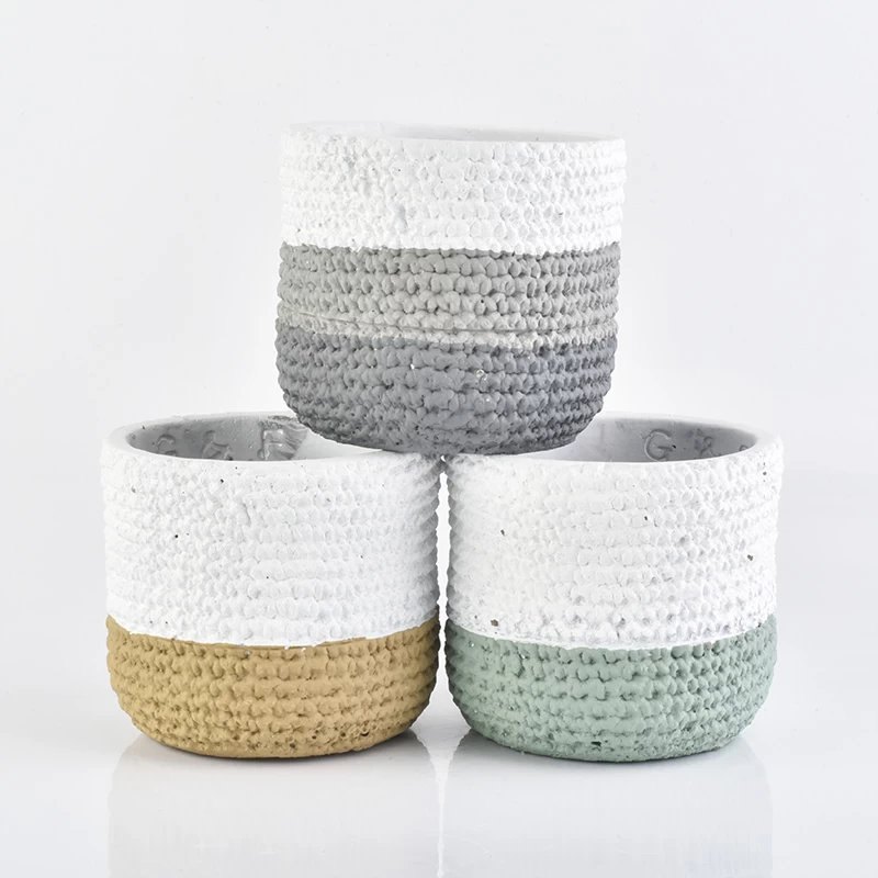 Number of products:Woven bag effect concrete 15oz candle jar home decoration flowerpot yellow