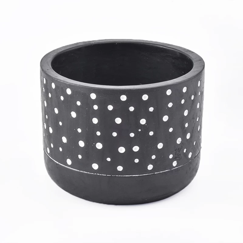 10oz matte black with white dot concrete candle jar for candle making