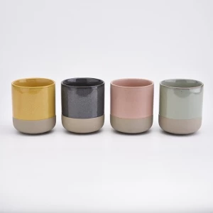 ceramic candle holders with black dots