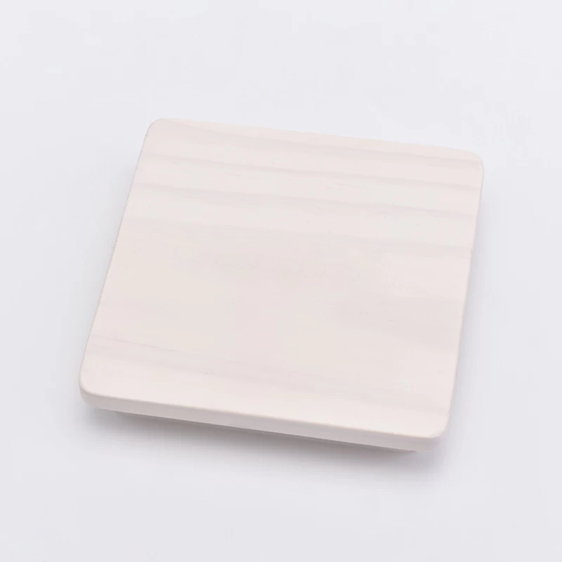 Square wood lid with logo for candle jars