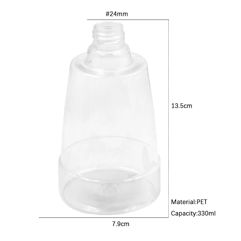 Bouteille en plastique à pompe transparente PET de 330 ml