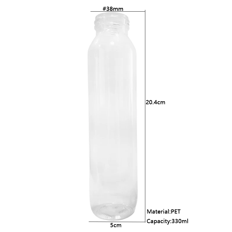 Empty 330ml PET Clear Plastic Bottles With Aluminium Lid