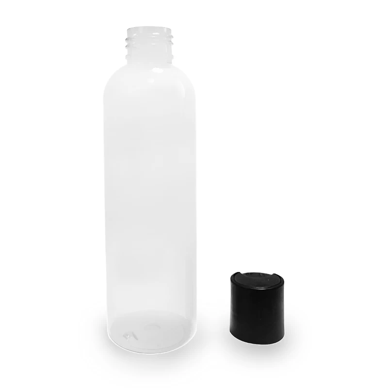 L'emballage rond vide fait sur commande de lotion de 6 onces 180ml met en bouteille les bouteilles en plastique cosmétiques claires avec le couvercle