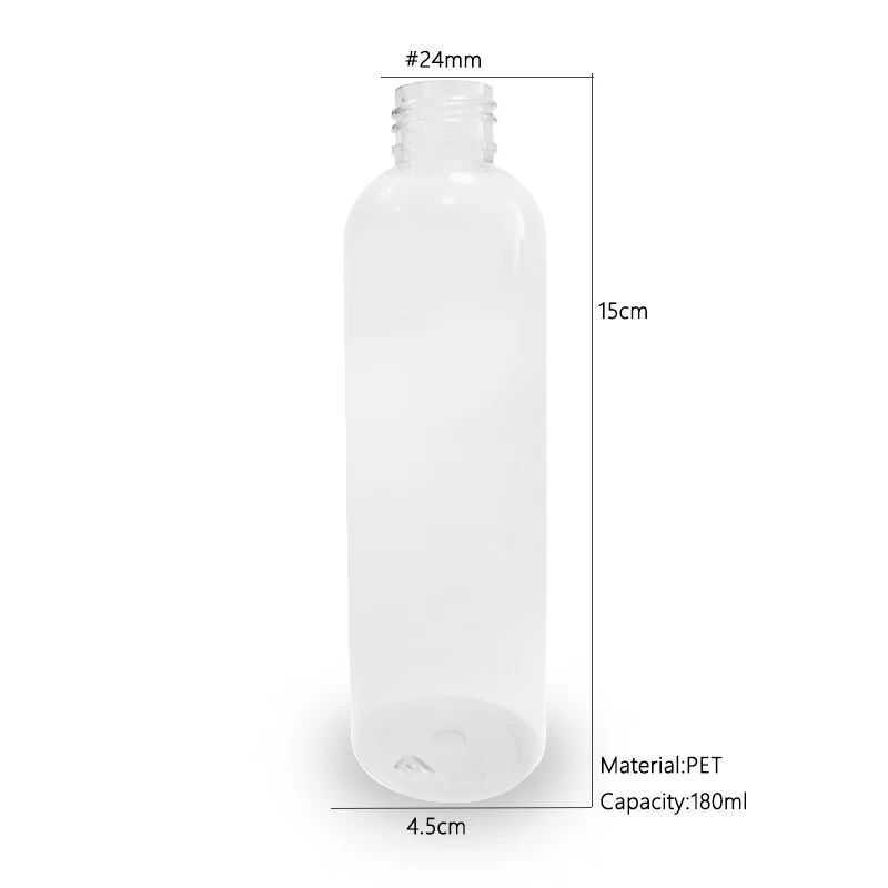 定制空圆形 6 盎司 180 毫升乳液包装瓶透明化妆品塑料瓶带盖