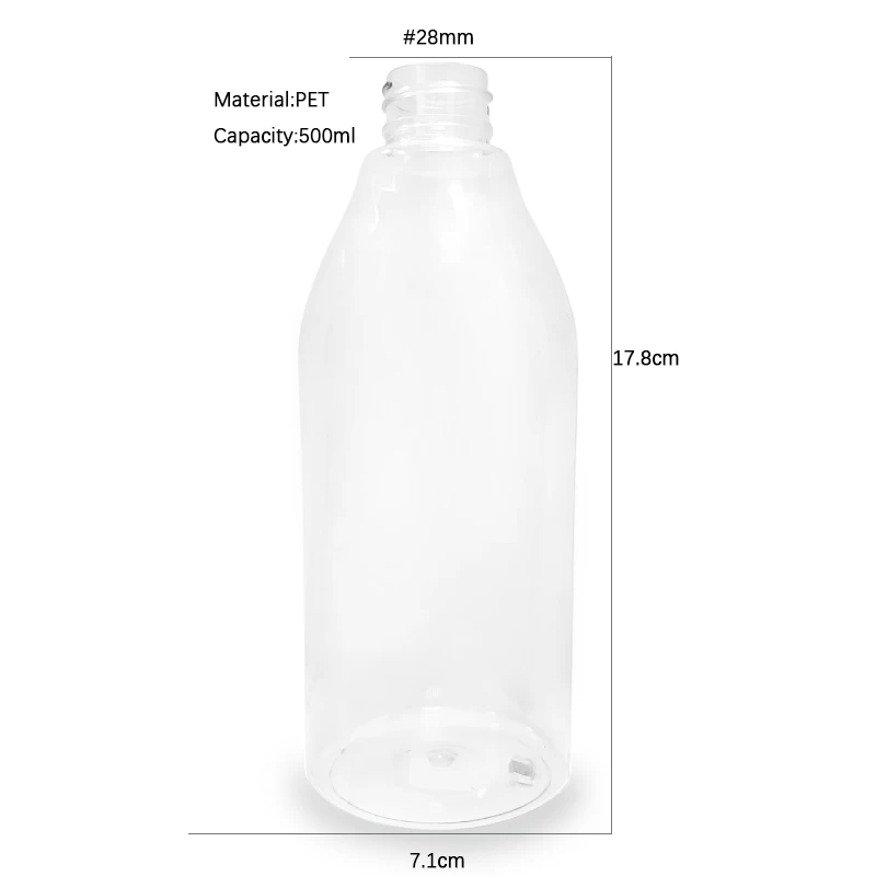 Clear 500ml Body Wash Packaging PET Plastic Bottle