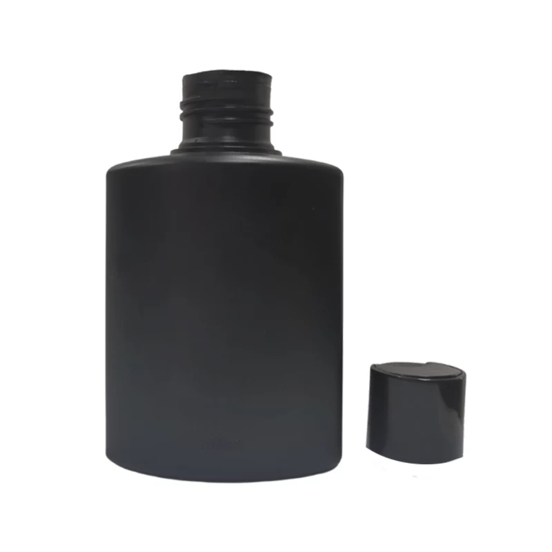 鞣油包装 HDPE 扁平方形黑色 100ml 乳液挤压塑料瓶