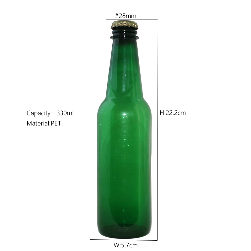 Custom Plastic Beer Bottle Packaging Empty 11oz 330ml PET Plastic Bottle