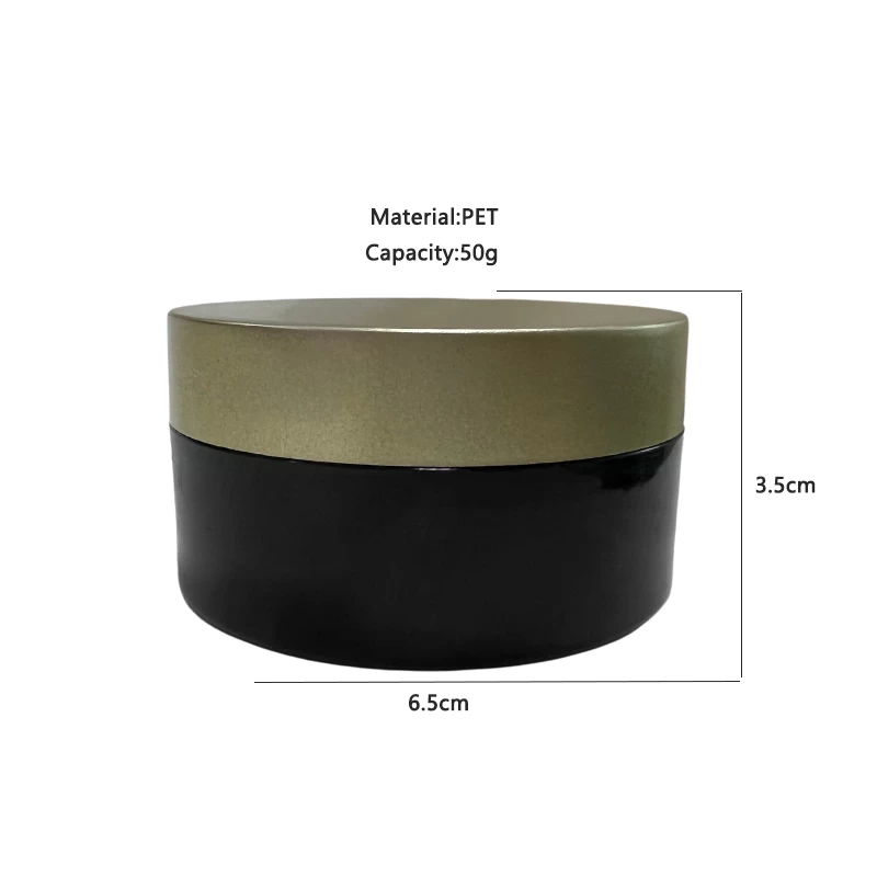 China OEM Empty 50g Cosmetic Cream Jar Black PET Plastic Jars Wholesale Supplier manufacturer