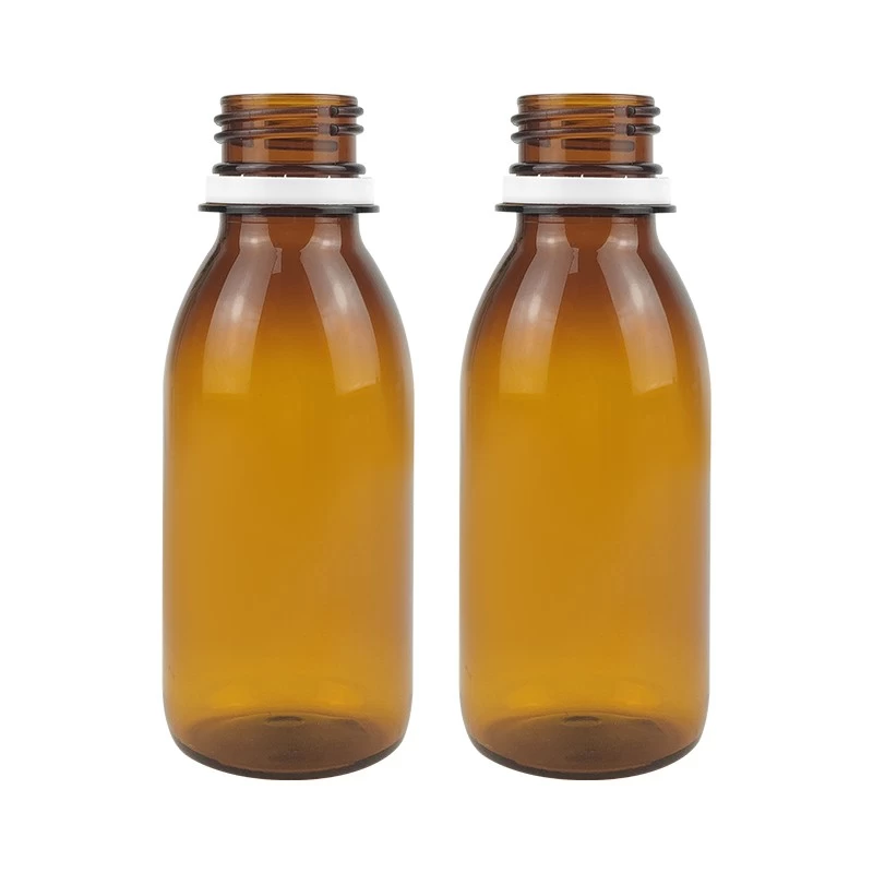 China Hot sale 120ml amber syrup plastic bottle with cap for drinking manufacturer