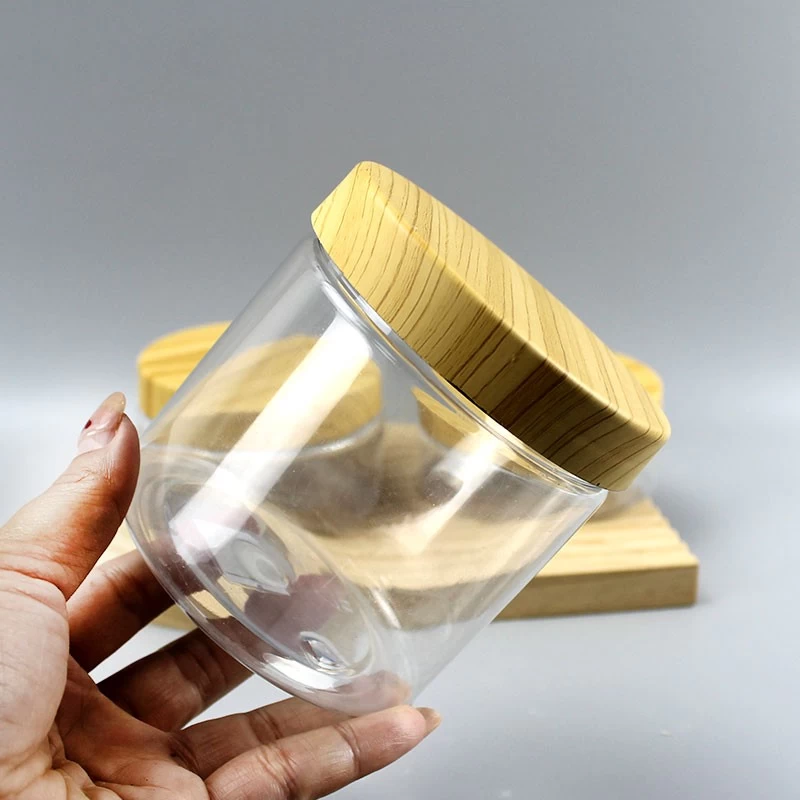 中国 60g 120g 200g 250g 500g Biodegradable Plastic HDPE Cosmetic Cleansing Balm Skincare Face Cream Gel Jar with Print Bamboo Lid - COPY - qwkaal 制造商