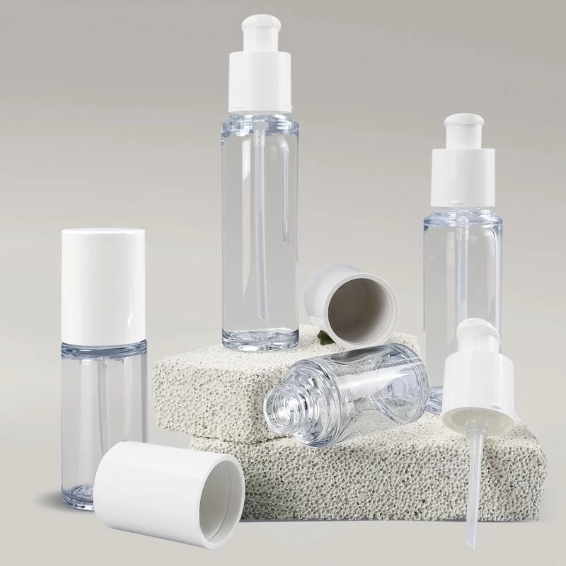 China PET Transparent 90ml 100ml 130ml 150ml Cosmetic Makeup Remover Face Skin Toner Lotion Pump PLastic Bottle manufacturer