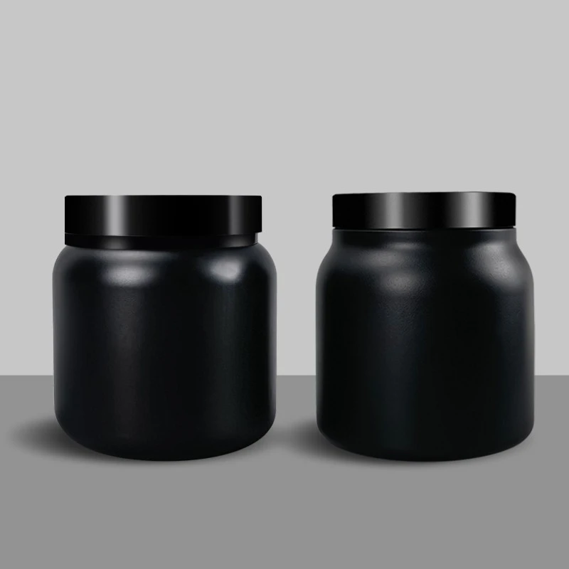 China Wholesale 32oz HDPE Black Color Wide Mouth Supplement Protein Powder Storage Jar manufacturer