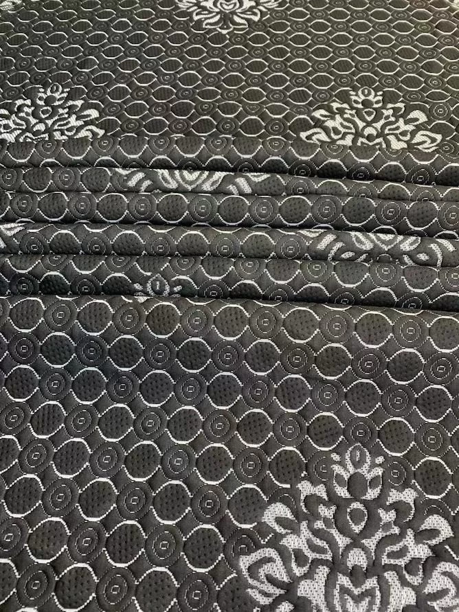 Tissu d'oreiller de matelas en tricot jacquard de couleur noire foncée