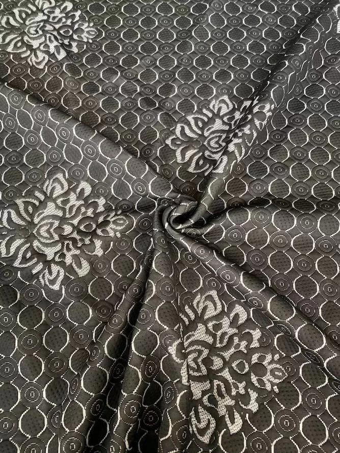 黑色深色提花针织床垫枕头面料
