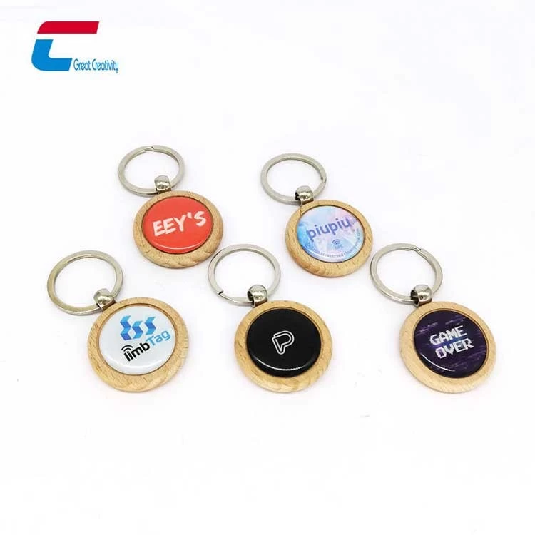 Programmable Wood RFID Key Tag NFC Epoxy Keychain Key Fob Wholesale