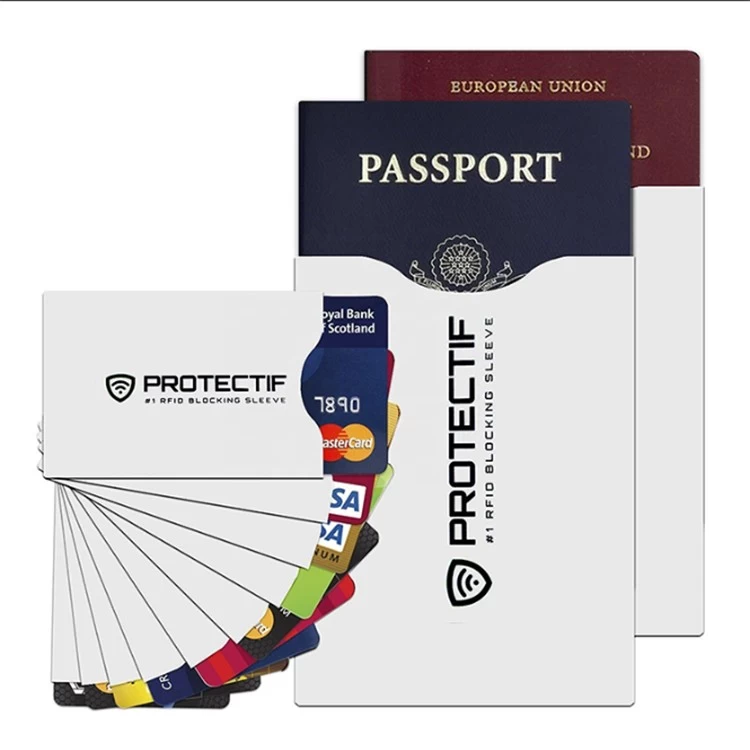 Manicotto di blocco RFID all'ingrosso Proteggi carta d'identità Carta di credito/Visa/Carta personale di sicurezza