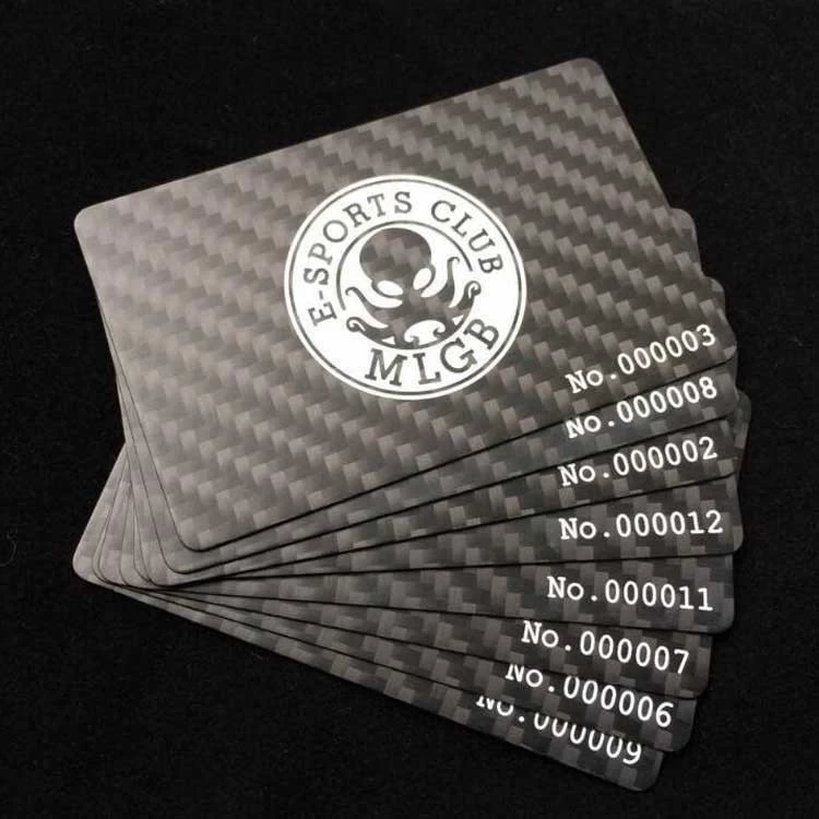 RFID PLA CMYK Full Color Carbon Fibre Printing Plastic Gift Business Card Manufacturer