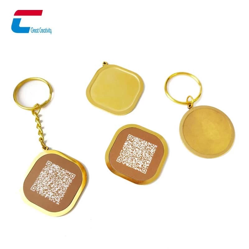 NFC 24K Gold Metal Key Chain NFC Tag Business Card Manufacturers