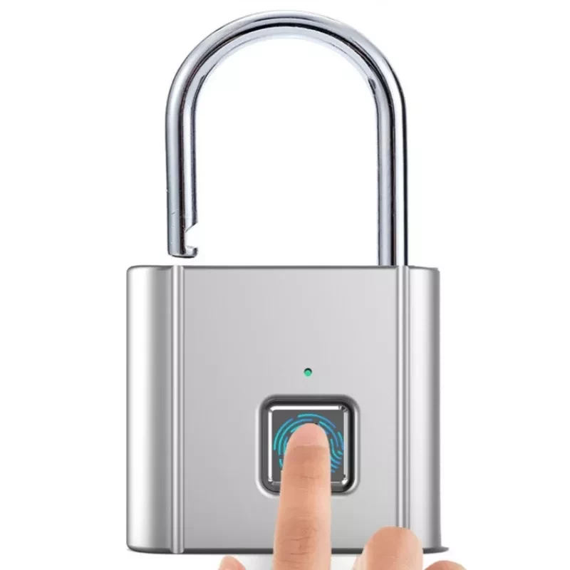 China Keyless USB Charging Door Lock Quickly Unlock Zinc Alloy Metal Self-imaging Chip 10 Fingerprints Fingerprint Smart Padlock manufacturer