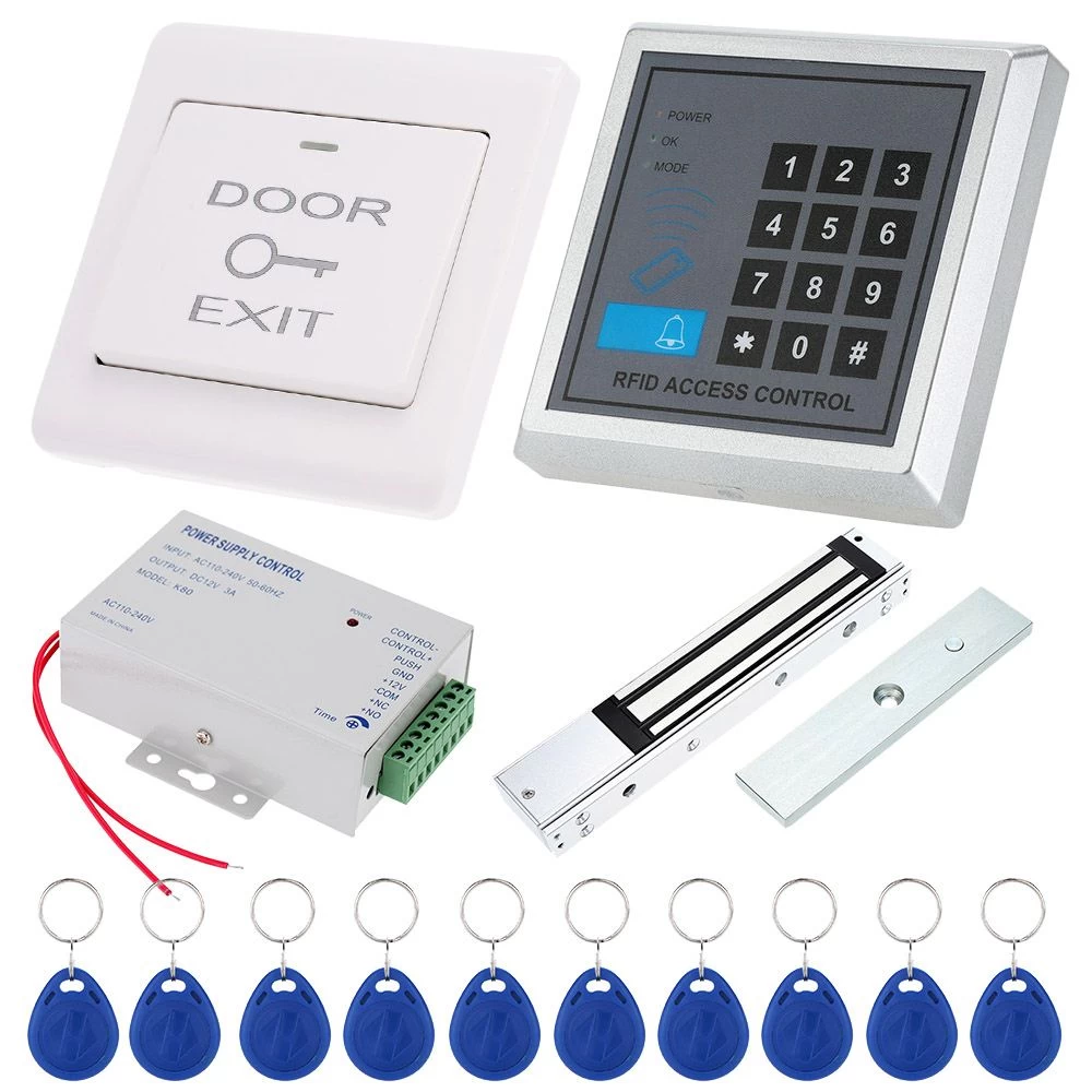 China DIY Access Control 125KHz Rfid Keypad Access Control System Kit + Electronic Magnetic Door Lock + Power Supply + 10pcs Keys manufacturer