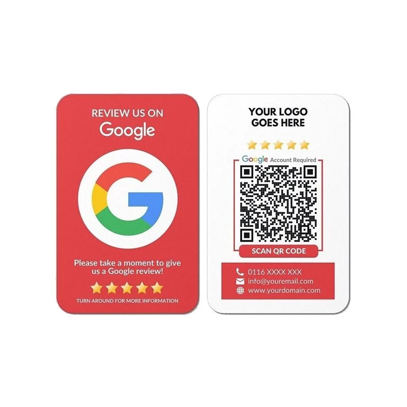 China Custom OEM NFC Chip Social Media Plastic Business Card For Google Review manufacturer