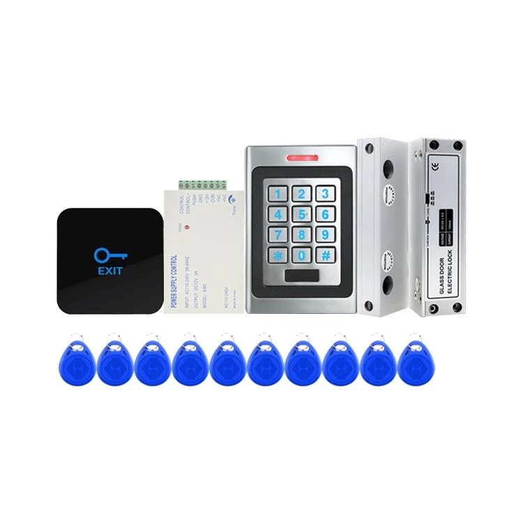China Access Control RFID Magnetic Lock 12V Power Supply Exit Button Full Set Access Control Kit Door Entry System manufacturer