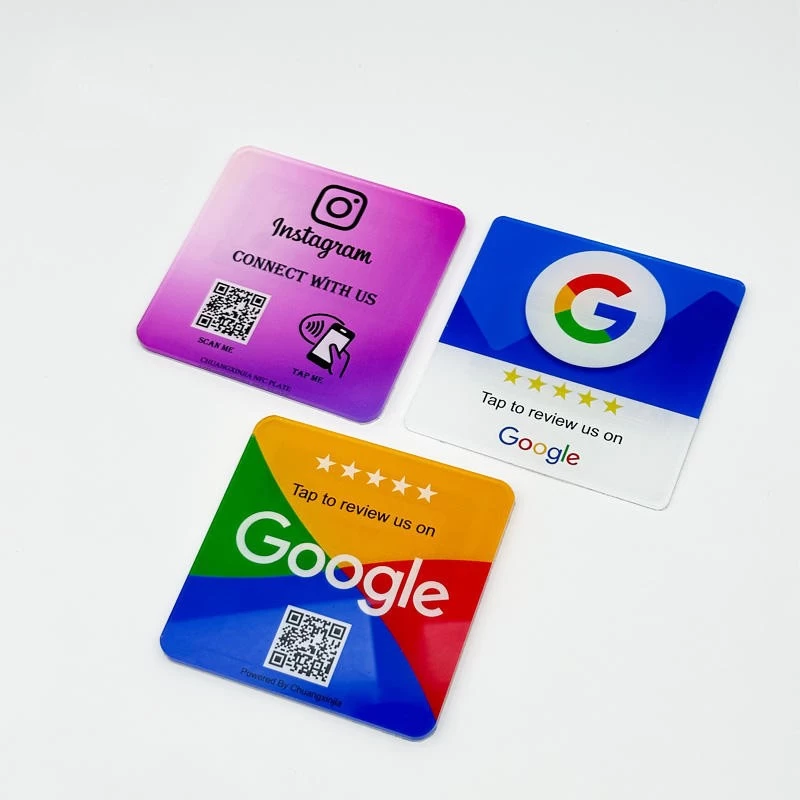 Cina Tag del menu della placca programmabile in acrilico NFC tag acrilico personalizzato NFC Google Review scheda acrilica produttore