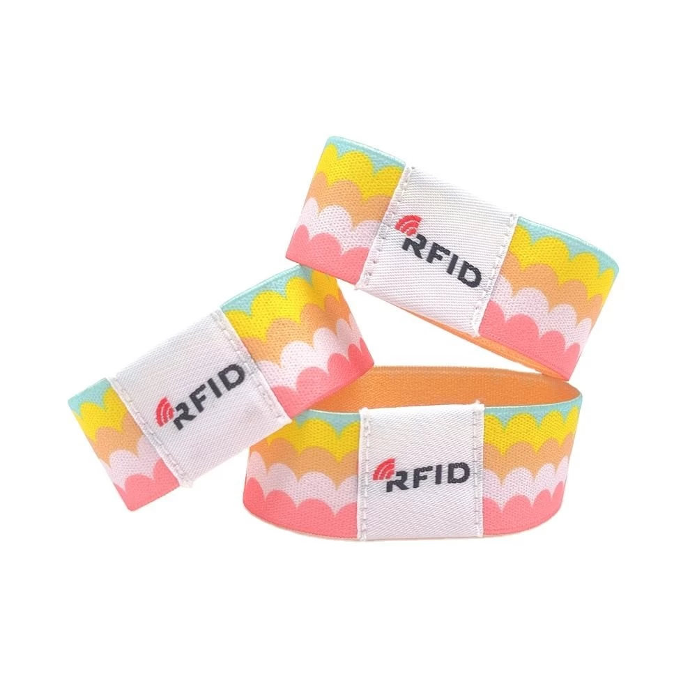 China Pulseira elástica personalizada de alta qualidade RFID tecido festival pulseira NFC pulseira para eventos de concerto fabricante