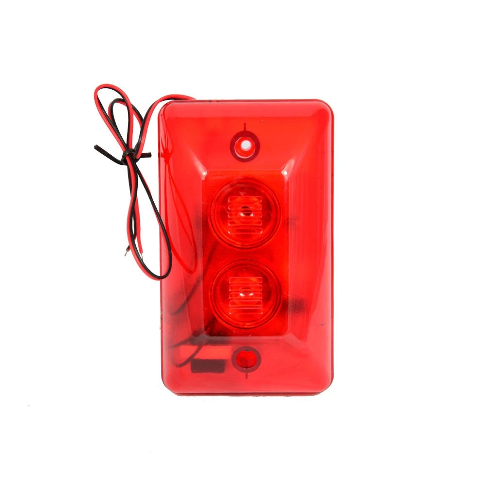 China Red color Wire use LED Strobe siren For security alarm anti theft double buzzer inside 120DB louder speaker manufacturer