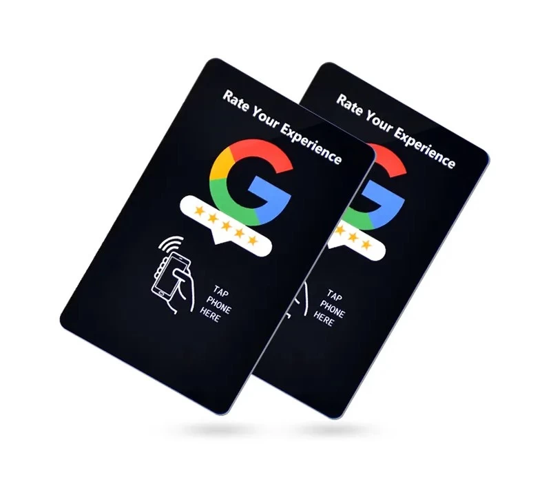 Cina Stampa personalizzata Scheda di revisione 13,56 MHz NFC Scheda di revisione Google NTAG213 Scheda di revisione NFC in plastica produttore