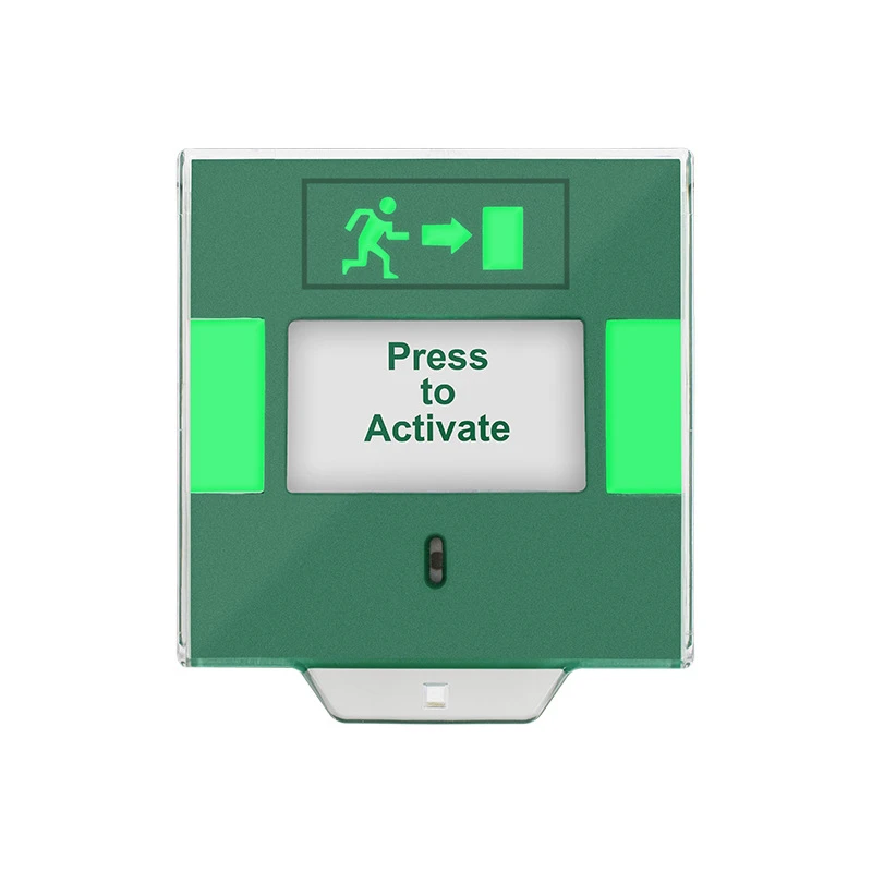Bouton D'Alarme Réinitialisable Brise-Glace - Sortie De Secours, Vert - 8,5x8,5x5 Cm - Pour Systèmes De Sécurité Incendie