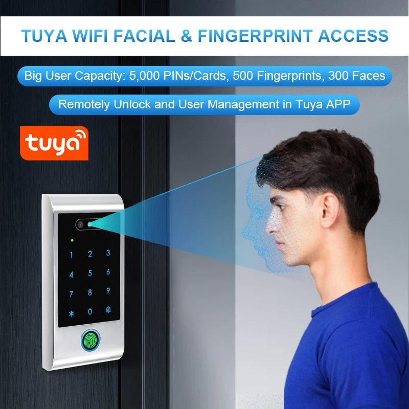 porcelana Sistema de control de acceso biométrico de reconocimiento facial biométrico de Tuya impermeable para la entrada de puerta/puerta fabricante