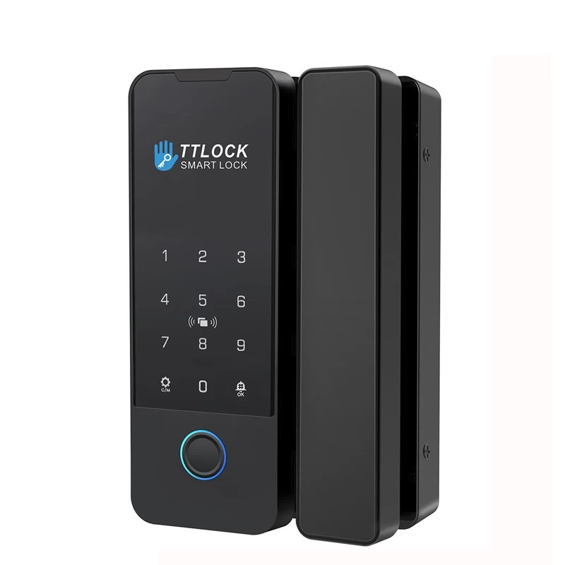 China Office Smart Lock Keyless Fingerprint Frameless Glass Door Full Glass WiFi Coverage Tuya App Smart Glass Password Card Lock manufacturer